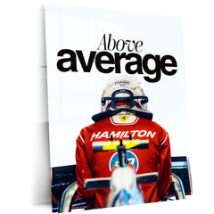 Lewis Hamilton Ferrari Above Average Metal Poster | Formula Racing Motivational Wall Art | Red Motorsport Metal Print – main