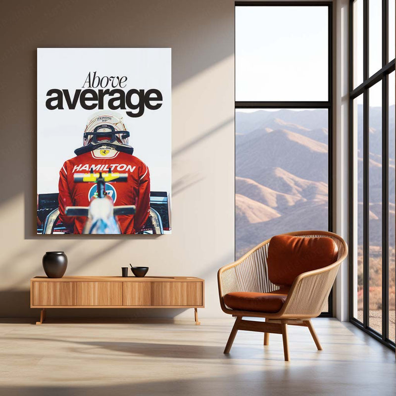Lewis Hamilton Ferrari Above Average Metal Poster | Formula Racing Motivational Wall Art | Red Motorsport Metal Print