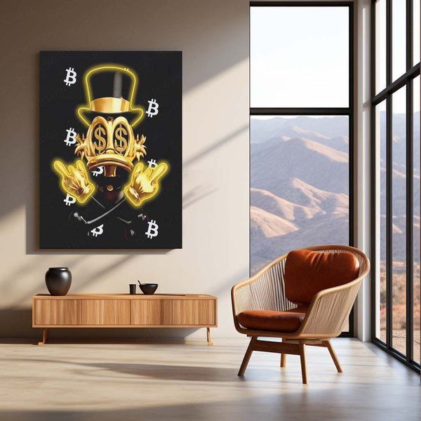 Crypto Rich Duck Neon LED Frame | Bitcoin Money Aesthetic Wall Art | Hustle & Wealth Decor