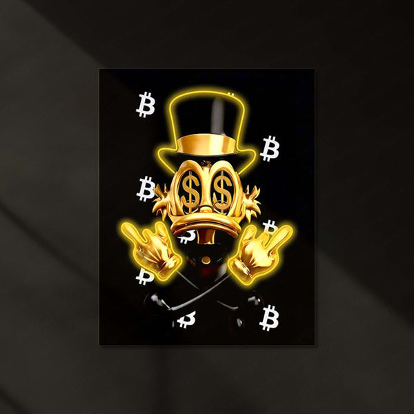 Crypto Rich Duck Neon LED Frame | Bitcoin Money Aesthetic Wall Art | Hustle & Wealth Decor