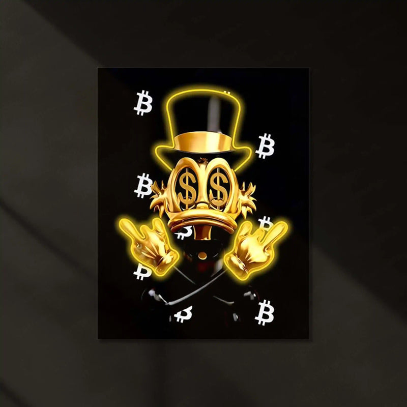 Crypto Rich Duck Neon LED Frame | Bitcoin Money Aesthetic Wall Art | Hustle & Wealth Decor - TURTLEWINGS 