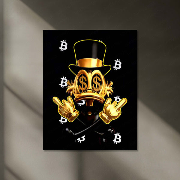 Crypto Rich Duck Neon LED Frame | Bitcoin Money Aesthetic Wall Art | Hustle & Wealth Decor