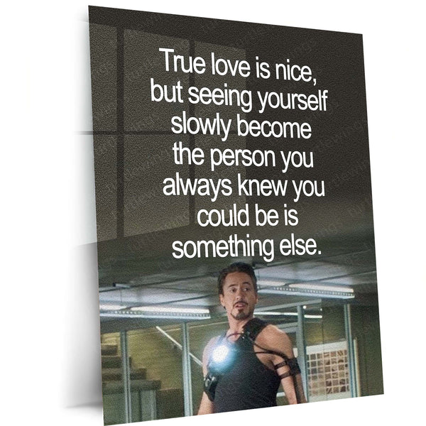 Tony Stark Self Growth Metal Poster | “Become the Person You Always Knew You Could Be” Motivational Wall Art | Iron Man