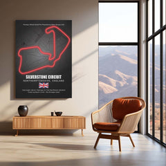 LED | 🇬🇧 Silverstone Circuit Neon LED Metal Poster – Glowing Home of British F1 Wall Art