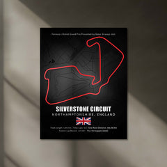 LED | 🇬🇧 Silverstone Circuit Neon LED Metal Poster – Glowing Home of British F1 Wall Art