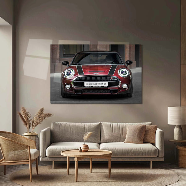 LED | Mini Cooper S Neon LED Metal Frame | Iconic Hatchback Wall Art with LED Glow - TURTLEWINGS 