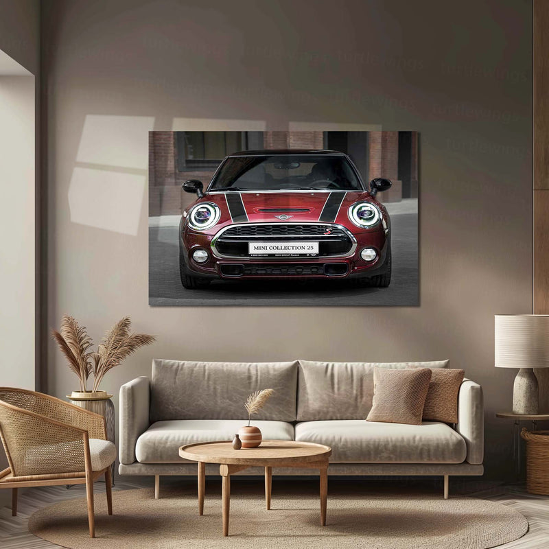 LED | Mini Cooper S Neon LED Metal Frame | Iconic Hatchback Wall Art with LED Glow - TURTLEWINGS 