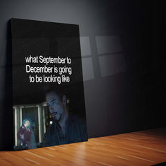 Tony Stark September to December Grind Metal Poster | Focus Season Motivational Wall Art | Dark Iron Man Inspired Metal Print