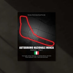 LED | 🇮🇹 Monza Circuit Neon LED Metal Poster – Glowing Temple of Speed Wall Art (Italy F1 Track) - TURTLEWINGS 