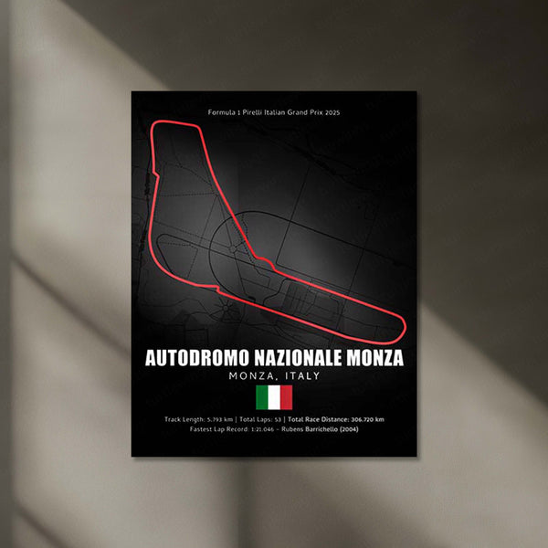 LED | 🇮🇹 Monza Circuit Neon LED Metal Poster – Glowing Temple of Speed Wall Art (Italy F1 Track)