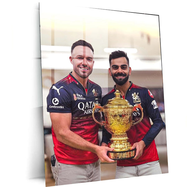Cricket Metal Poster |🔥 Virat Kohli & AB de Villiers RCB IPL 2025 Victory Metal Poster | Brotherhood of Champions Wall Art