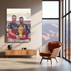 Cricket Metal Poster |🔥 Virat Kohli & AB de Villiers RCB IPL 2025 Victory Metal Poster | Brotherhood of Champions Wall Art