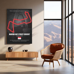 LED | 🌃 Marina Bay Street Circuit Neon LED Metal Poster – Singapore Night Race Glowing Wall Art