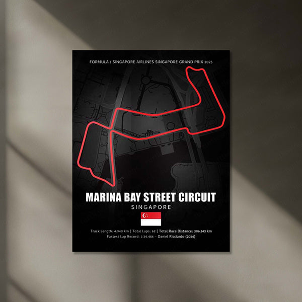 LED | 🌃 Marina Bay Street Circuit Neon LED Metal Poster – Singapore Night Race Glowing Wall Art