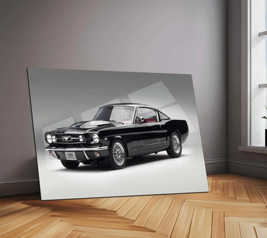 Car Metal Poster | 1965 Ford Mustang Fastback Metal Poster – Classic Muscle Car Wall Art