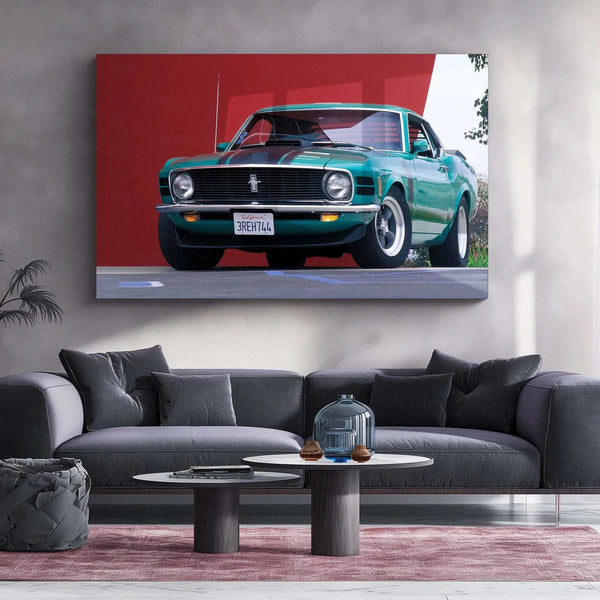 Car Metal Poster | 1970 Ford Mustang Boss Metal Poster – Classic Muscle Car Wall Art - TURTLEWINGS 
