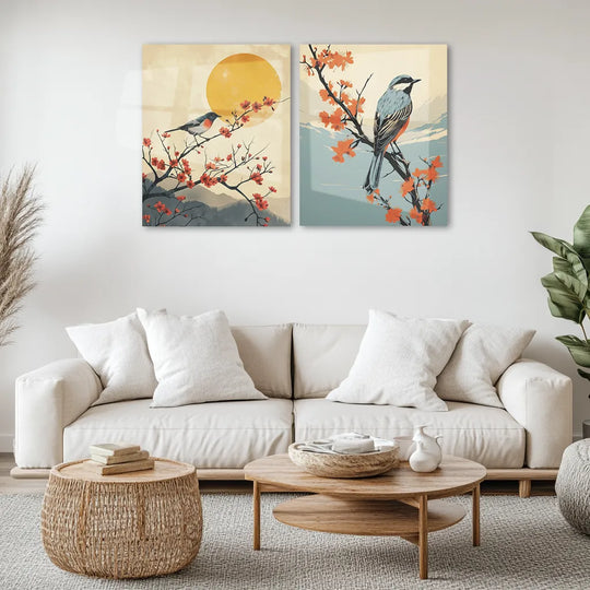 Urban aesthetic Metal Poster | Aesthetic Bird Image Set of 2 Metal Posters – Elegant & Nature-Inspired Wall Art