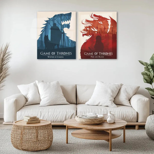 Game Metal Poster | Game of Thrones Set of 2 Metal Posters – Iconic Fantasy Wall Art - TURTLEWINGS 