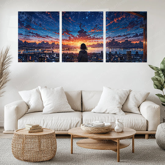 Urban aesthetic Metal Poster | Aesthetic Split Image Set of 3 Metal Posters – Modern & Minimalist Wall Art