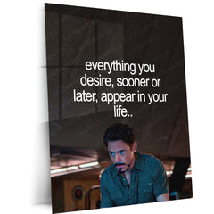 Tony Stark Everything You Desire Metal Poster | Inspirational Life Quote Wall Art | Iron Man Motivational Metal Print – main