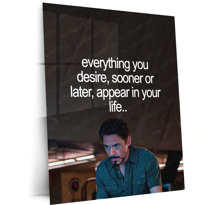 Tony Stark Everything You Desire Metal Poster | Inspirational Life Quote Wall Art | Iron Man Motivational Metal Print – main