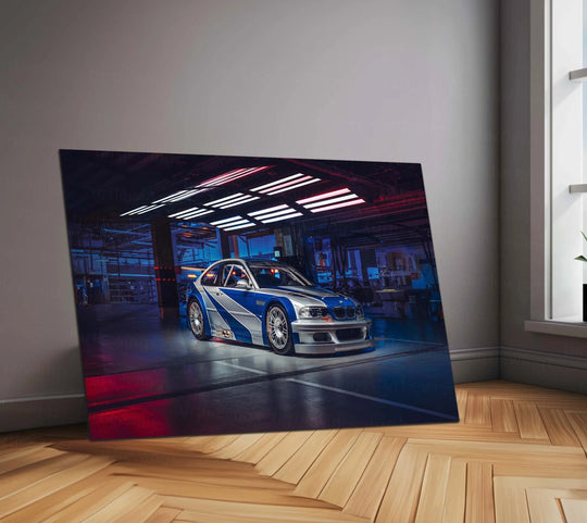 Car Metal Poster | 2005 BMW M3 GTR Need for Speed Metal Poster – Iconic Racing Game Wall Art