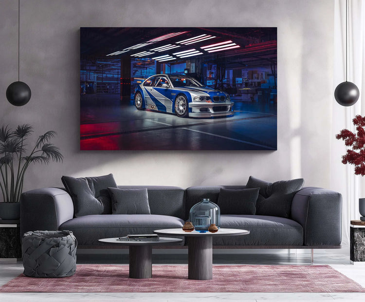 Car Metal Poster | 2005 BMW M3 GTR Need for Speed Metal Poster – Iconic Racing Game Wall Art