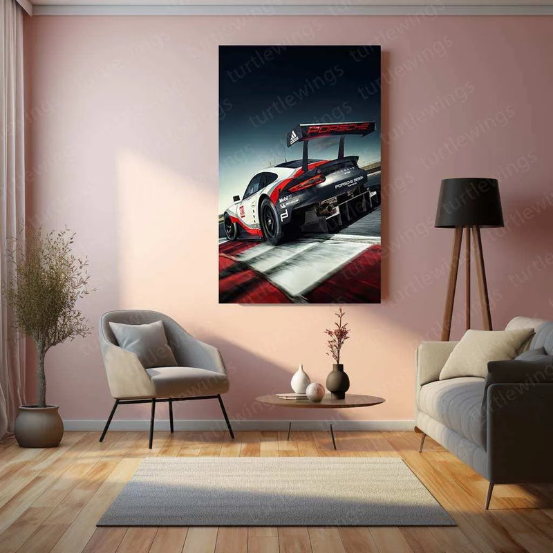 2017 Porsche 911 RSR Metal Poster | Iconic Racing Car Art & Performance Decor - TURTLEWINGS 
