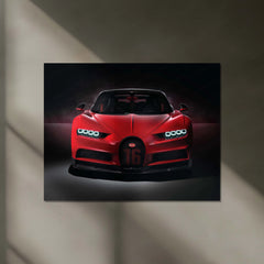 LED | 🏁 Bugatti Chiron Sport LED Metal Poster | Hypercar Wall Art with Neon Glow | Luxury Automotive Decor - TURTLEWINGS 