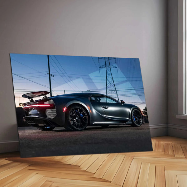 LED | 🏁 Bugatti Chiron Sport LED Metal Poster | Hypercar Wall Art with Neon Glow | Luxury Automotive Decor