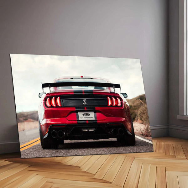 LED | 🐍 Ford Mustang Shelby GT500 Neon LED Metal Poster | American Muscle Wall Art | Supercharged Street Glow Decor