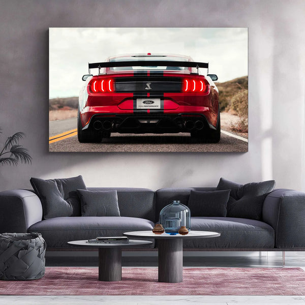 LED | 🐍 Ford Mustang Shelby GT500 Neon LED Metal Poster | American Muscle Wall Art | Supercharged Street Glow Decor