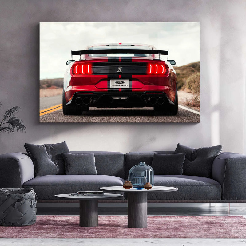 LED | 🐍 Ford Mustang Shelby GT500 Neon LED Metal Poster | American Muscle Wall Art | Supercharged Street Glow Decor