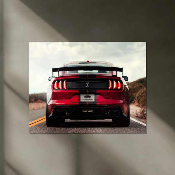 LED | 🐍 Ford Mustang Shelby GT500 Neon LED Metal Poster | American Muscle Wall Art | Supercharged Street Glow Decor