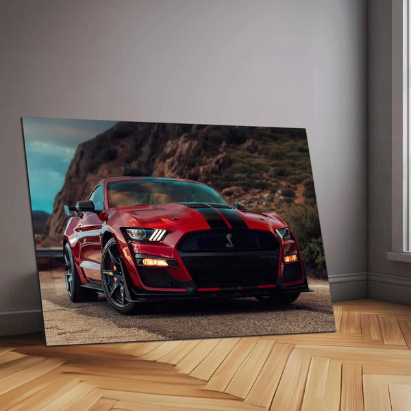 LED | 🐍 Ford Mustang Shelby GT500 Neon LED Metal Poster | American Muscle Wall Art | Supercharged Street Glow Decor 01