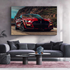 LED | 🐍 Ford Mustang Shelby GT500 Neon LED Metal Poster | American Muscle Wall Art | Supercharged Street Glow Decor 01