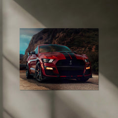 LED | 🐍 Ford Mustang Shelby GT500 Neon LED Metal Poster | American Muscle Wall Art | Supercharged Street Glow Decor 01