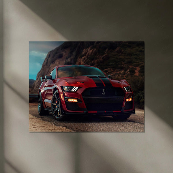 LED | 🐍 Ford Mustang Shelby GT500 Neon LED Metal Poster | American Muscle Wall Art | Supercharged Street Glow Decor 01