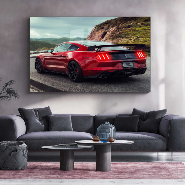 LED | 🐍 Ford Mustang Shelby GT500 Neon LED Metal Poster | American Muscle Wall Art | Supercharged Street Glow Decor 03
