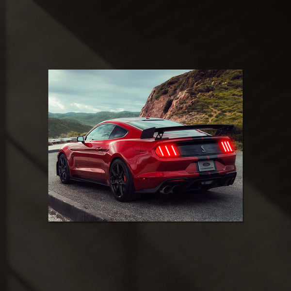 LED | 🐍 Ford Mustang Shelby GT500 Neon LED Metal Poster | American Muscle Wall Art | Supercharged Street Glow Decor 03