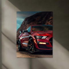 LED | 🐍 Ford Mustang Shelby GT500 Neon LED Metal Poster | American Muscle Wall Art | Supercharged Street Glow Decor 04 - TURTLEWINGS 