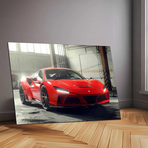 LED | 🏎️ Novitec Ferrari F8 Tributo LED Metal Poster | Exotic Supercar Wall Art | Neon Performance Glow Decor