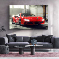 LED | 🏎️ Novitec Ferrari F8 Tributo LED Metal Poster | Exotic Supercar Wall Art | Neon Performance Glow Decor - TURTLEWINGS 