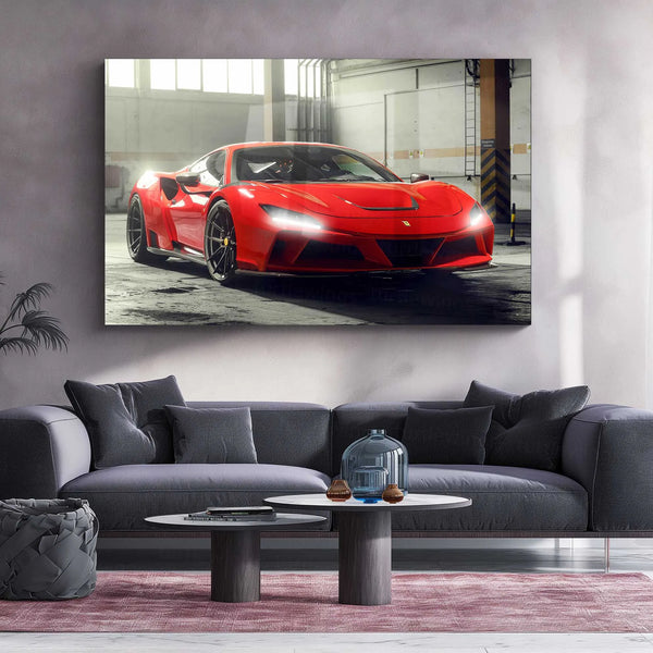 LED | 🏎️ Novitec Ferrari F8 Tributo LED Metal Poster | Exotic Supercar Wall Art | Neon Performance Glow Decor