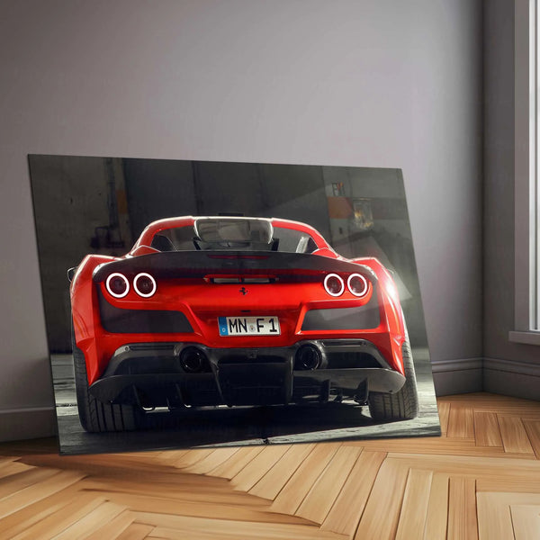 LED | 🏎️ Novitec Ferrari F8 Tributo LED Metal Poster | Exotic Supercar Wall Art | Neon Performance Glow Decor 01