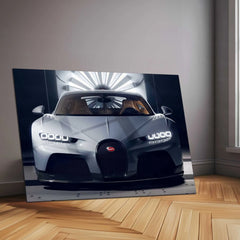 LED | 🏁 Bugatti Chiron Sport LED Metal Poster | Hypercar Wall Art with Neon Glow | Luxury Automotive Decor 01