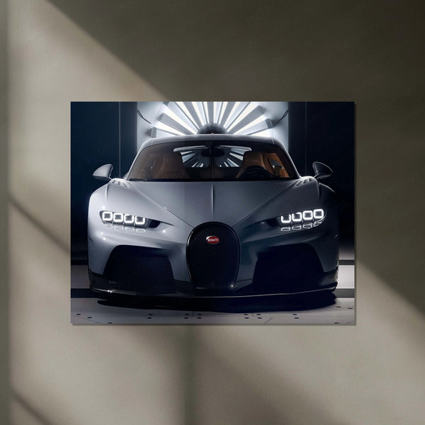 LED | 🏁 Bugatti Chiron Sport LED Metal Poster | Hypercar Wall Art with Neon Glow | Luxury Automotive Decor 01