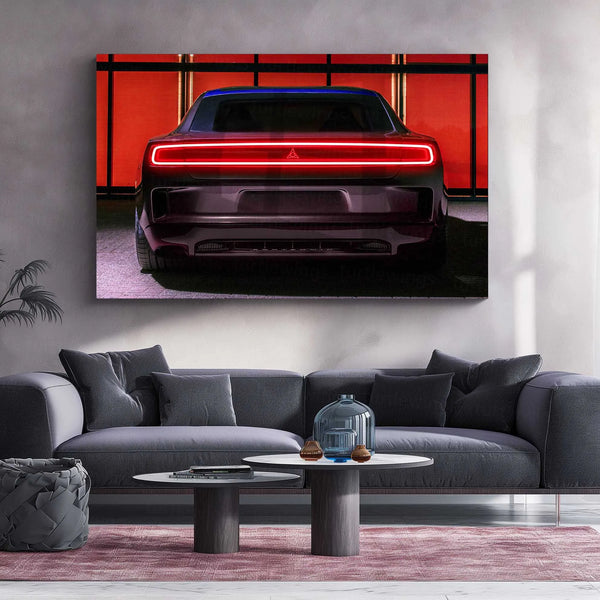 🔥 Dodge Charger SRT Hellcat Neon LED Metal Poster | Muscle Car Wall Art | Street Performance Glow Decor 01