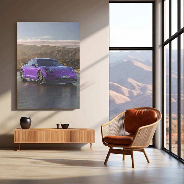 2025 Porsche Taycan Turbo GT Metal Poster | High-Performance EV Art | Luxury Car Decor - TURTLEWINGS 
