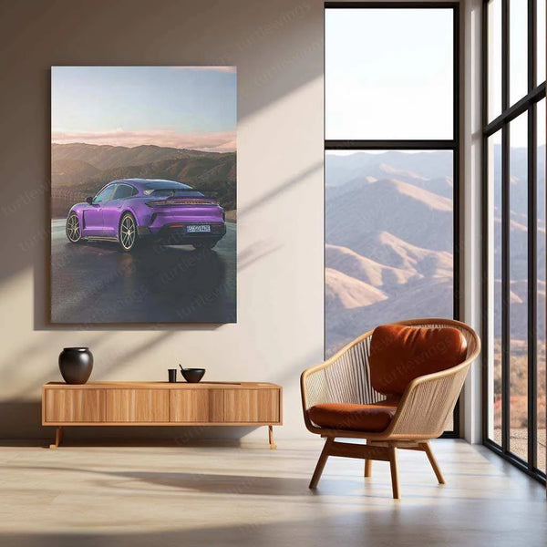 2025 Porsche Taycan Turbo GT Metal Poster | Luxury Electric Supercar Art | Performance EV Decor - TURTLEWINGS 